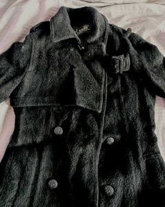 Faux Fur Black Trench Coat