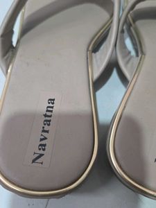 Navratna Beige Thong Sandals