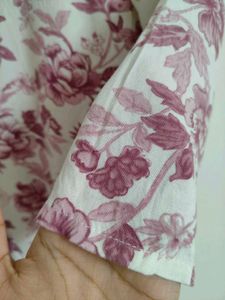 Floral Print Kurta with Embellished Neckline