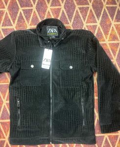 Men Black Crocodile Embossed Leather Jacket | Prem