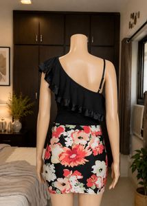 offer PriceChic Black Ruffle One-Shoulder Dress