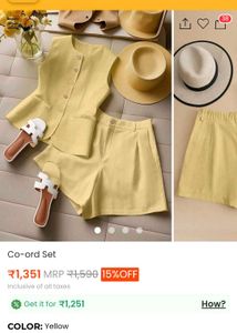 Savana Yellow Co-ord Set - Top &amp; Shorts