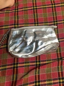 Vintage silver  Plaid Wristlet Clutch