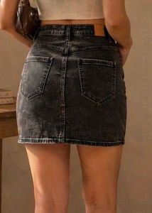 Black Denim Mini Skirt