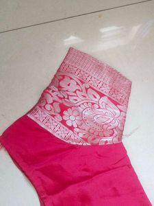 Elegant Pink Silk Blouse with Brocade Sleeves