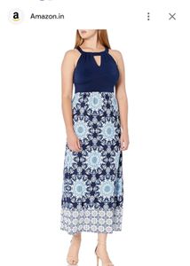 Blue Halter Neck Long Dress