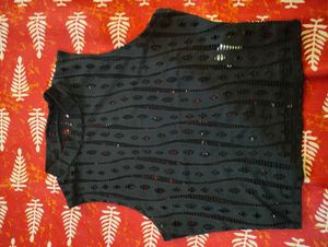 Black Eyelet Cutout Top