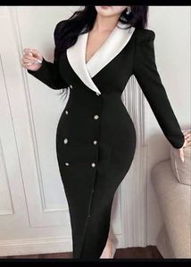 SAVANA Elegant Double-Breasted Midi Dress