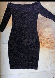 Sparkly Off-Shoulder Long Sleeve Dress