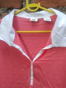 Coral Pink Sleeveless Polo Shirt