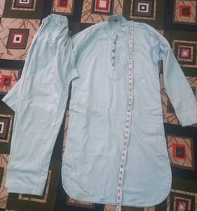 Men's Light Blue Kurta and Pajama Set
