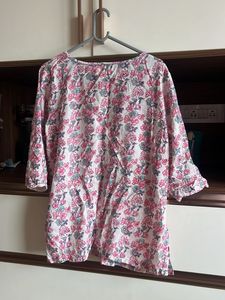 Charming Floral Print Cotton Kurta
