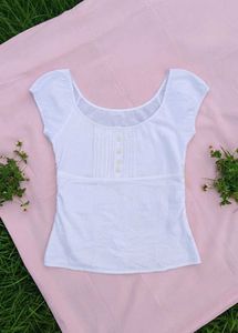 Cute White Button-Up Cottagecore Top