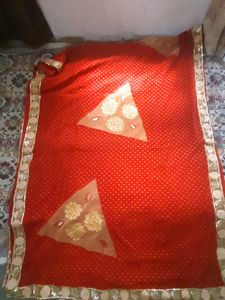 Red Designer Saree With Blouse