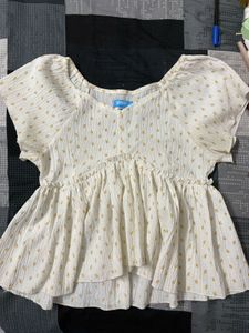 Chic White Floral Peplum Top