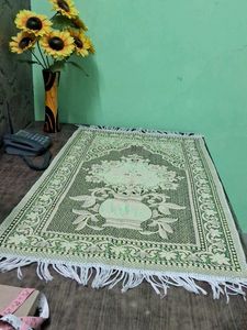Vintage Prayer Rug with Floral Design