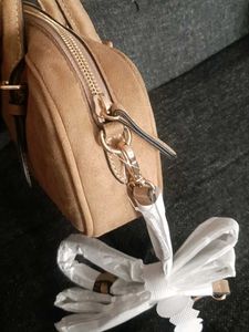 Stylish Tan Suede Satchel/crossbody bag