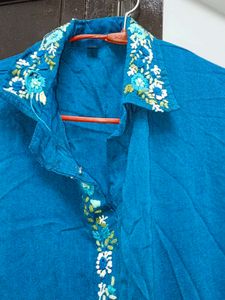 Beautiful Blue Embroidered Kurta