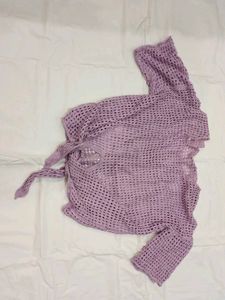 Lilac Knit Open Weave Sweater