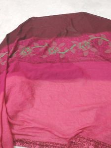 Maroon Floral Saree with Blouse