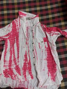 women white and pink tye &amp; dyed casual shirt