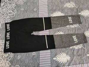 Stylish Black & Grey Leggings with "LOVE" Print