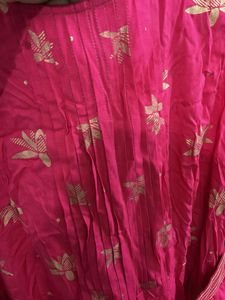 Vibrant Pink cowl tunic with Gold Print