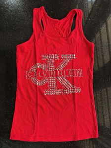 Red Tank Top with Rhinestones