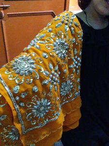 Orange Sequined Saree
