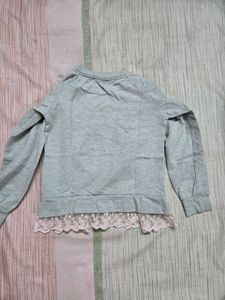 Grey Embroidered Flower Sweatshirt