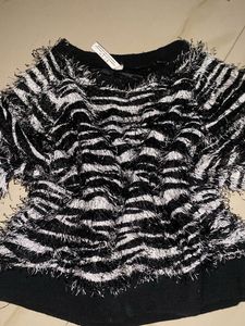 Fuzzy Zebra Print top