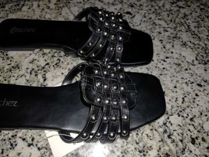 Stylish Black Studded Flat Sandals