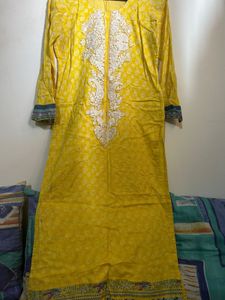 Vibrant Yellow Embroidered Kurta Set with Dupatta