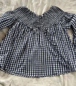 Gingham Off-Shoulder Top