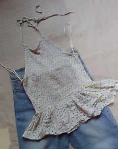 Creamy Polka Dot Halter Top