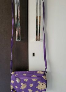 Purple Floral canvas  Sling Bag