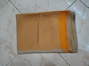 Elegant Beige duppatta with Orange Border