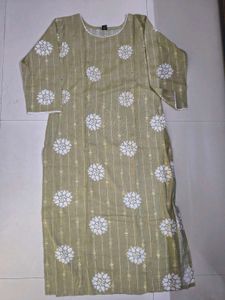 Cotton Olive Green Printed Kurta ( new not used)
