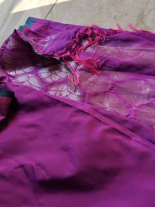 Elegant Purple Saree with Floral Accents