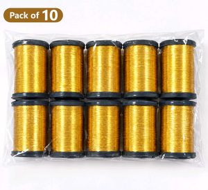 Golden Zari Thread - Pack of 10 Reels