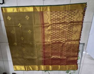 Olive Green Kanchi silk Saree with blouse