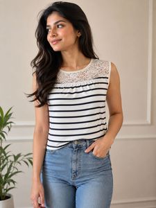 Striped Lace Top