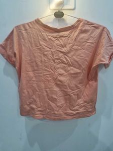 Peach "Stay Happy" Graphic Tee