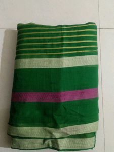 Elegant Green Striped Saree