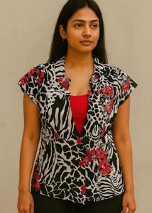 Animal Print Short Sleeve Top