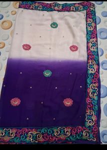 Purple Embroidered Sari