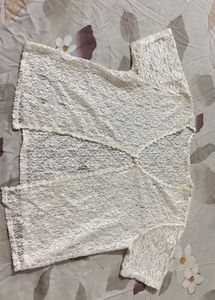 White Lace Cropped Cardigan