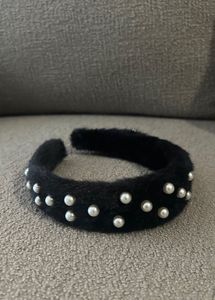 Brand New Black Velvet Pearl Headband