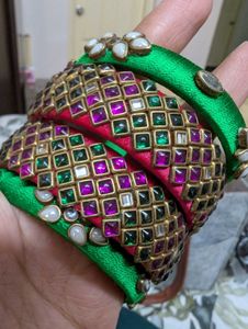 Handmade Silk Thread Bangles - Set of 4