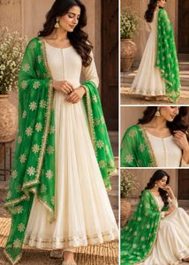 Brand new designer heavy embroidered Green Dupatta